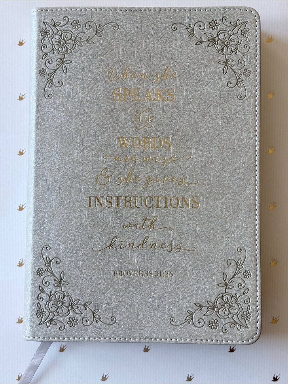 Christian Art Gifts When She Speaks Taupe Journal Proverbs 31:26
